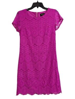 Laundry by Shelli Segal Pink Purple Crochet Lace Sheath Dress - Size 4 Womens